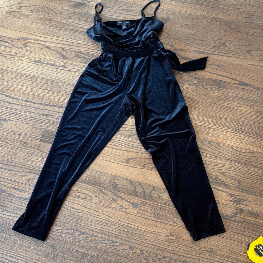 Elegant Black Women's Velvet Jumpsuit Petite 00